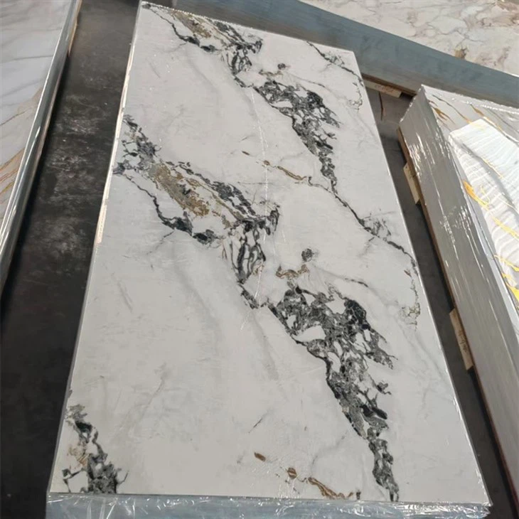 High Glossy UV Marble Sheets For TV Background Pvc Marble Panel Flexible Artificial UV Marble Sheets suppliers